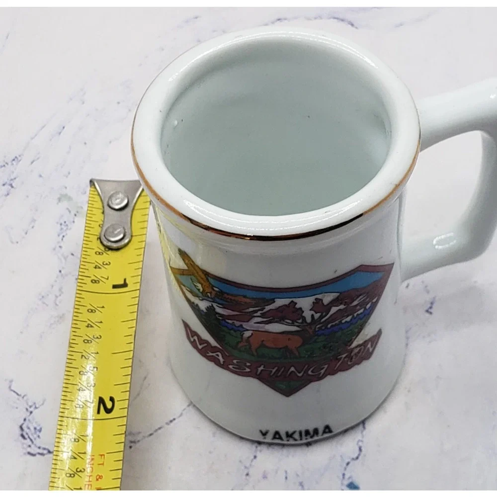 Yakima Washington Nature Souvenir White Mini Mug Toothpick Holder Shot Glass